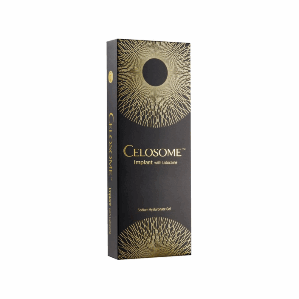 Celosome Implant — 24 mg/mL HA with 0.3% lidocaine box packaging. Korean manufactured dermal filler / injection needle. High-quality medical aesthetic product by MJS Medicals.