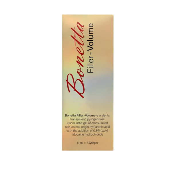 Bonetta Volume -- 24 mg/mL HA with 0.3% lidocaine box packaging. Korean manufactured dermal filler by MJS Medicals.