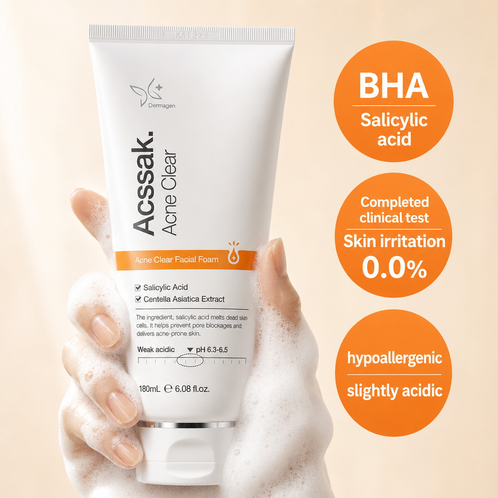 Dermagen Acssak Acne Clear Facial Foam 180ml application