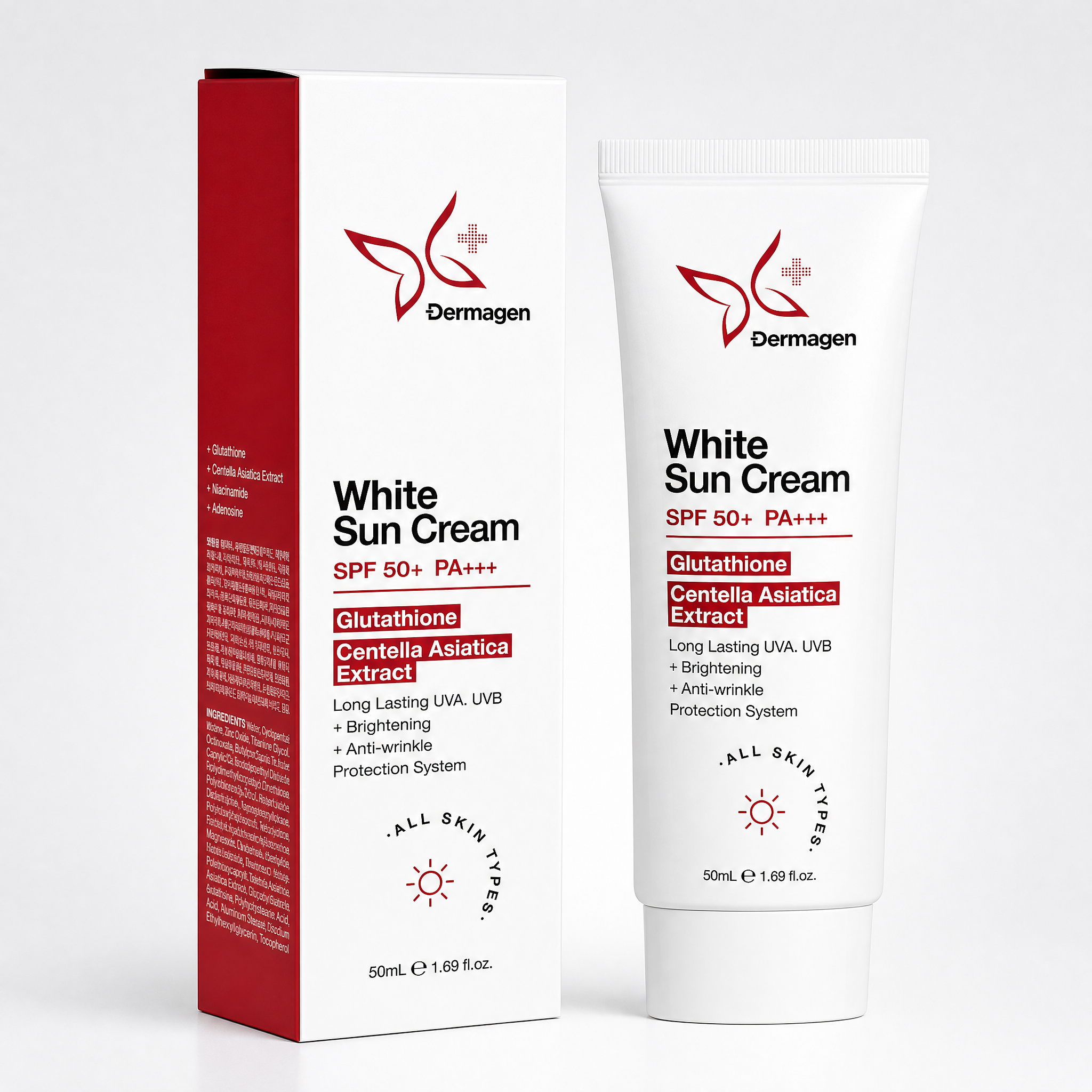 Dermagen White Sun Cream SPF 50+ PA+++ 50g - Brightening Sun Shield