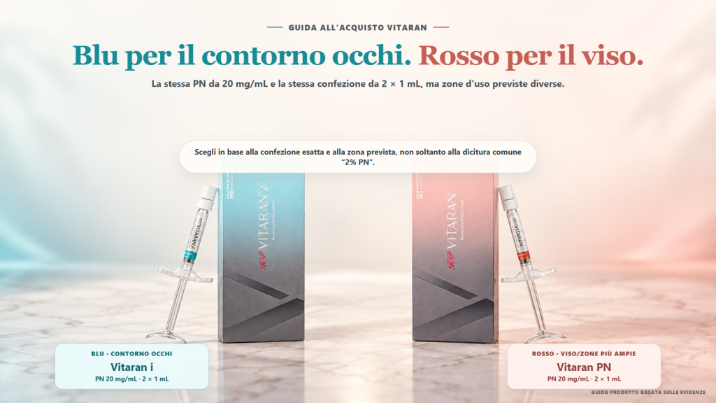 Guida all’acquisto con la vera confezione blu Vitaran i per il contorno occhi e la confezione rossa Vitaran PN per il viso