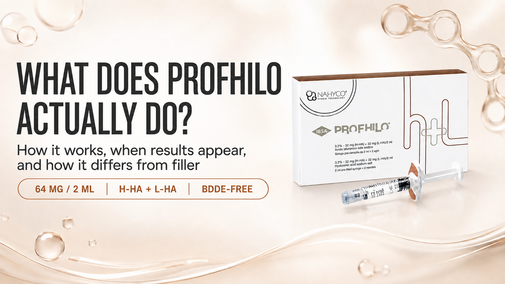 Profhilo skin booster guide showing the classic 2 ml product and explaining how it works, when results appear and how it differs from filler